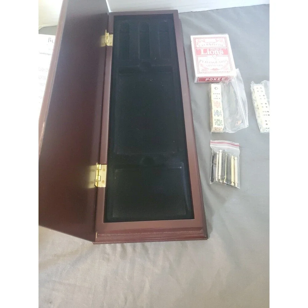 VTG THE BOMBAY COMPANY CAMBRIDGE CRIBBAGE GAME BOX #1861837 WOOD & BRASS READ
